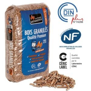 Granulés de Bois Woodstock Premium - Pellets Qualité Certifiée CERIC - Palette de 66 Sacs de 15 kg (990 kg)
